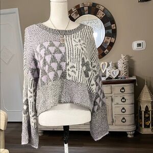 Sincerely Jules Geometric Sweater - Gray and Cream